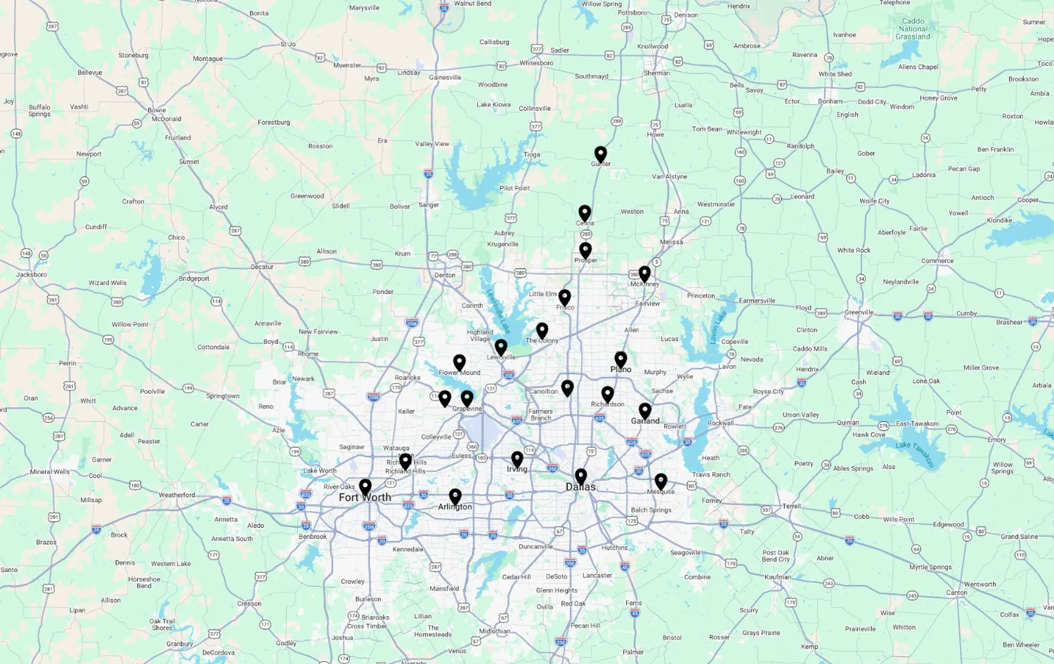 Preview of the Service Areas page